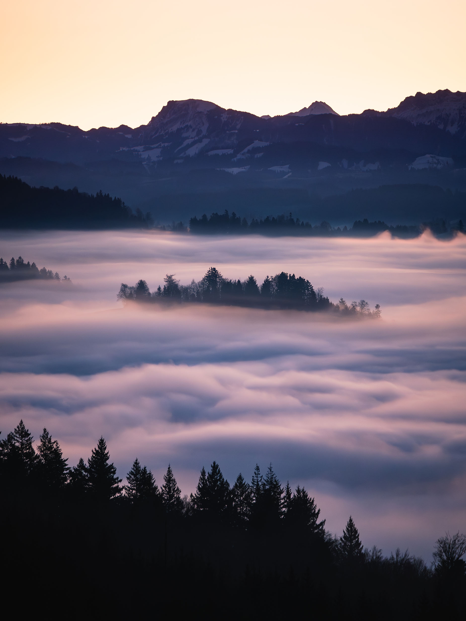 Aaretal Nebelmeer Schweizer Landschaft Print Wandbild